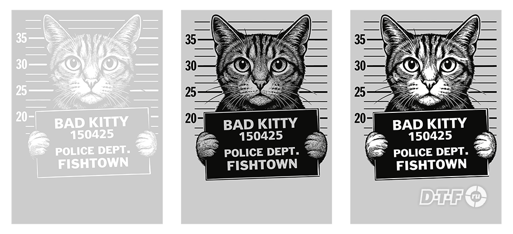 Принт "BAD KITTY" — кот преступник. Векторный макет для DTF печати. — изображение 3