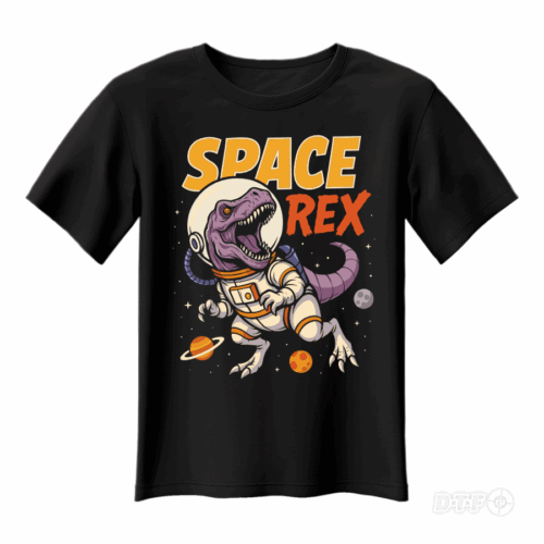 Space REX. Динозавр в скафандре. Векторный макет для DTF печати.