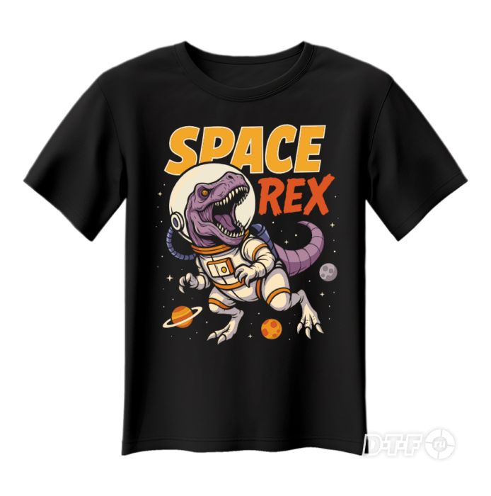 Space REX. Динозавр в скафандре. Векторный макет для DTF печати.
